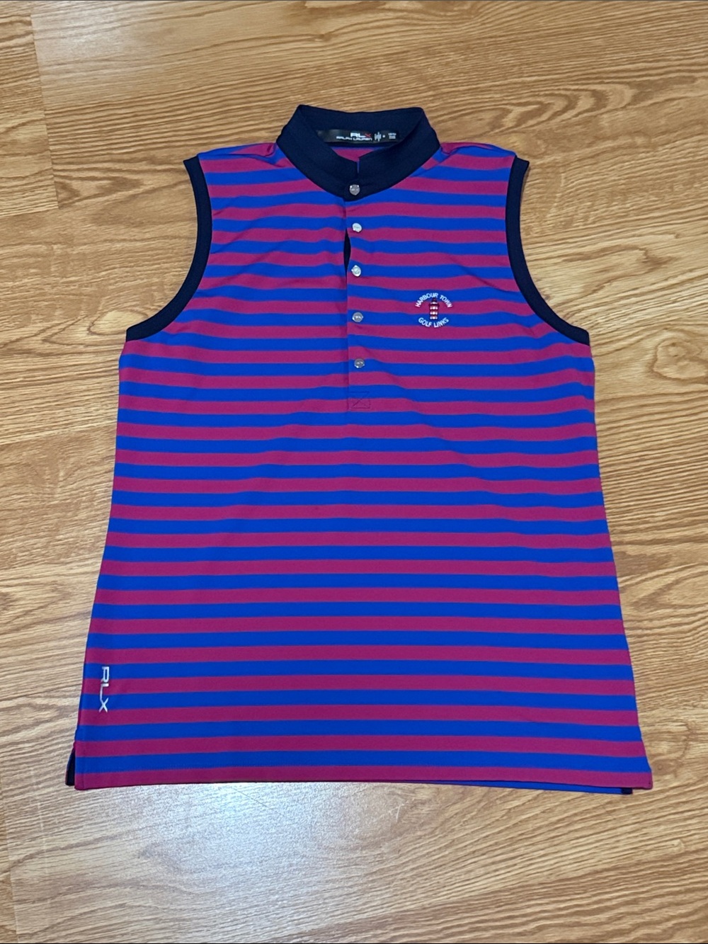 RLX Ralph Lauren Sleeveless Polo - Blue & Pink Stripes